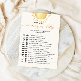 Invitation Sunshine Qui L'A Dit Maman Papa Baby shower Jeu