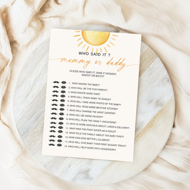 Invitation Sunshine Qui L'A Dit Maman Papa Baby shower Jeu (Créateur téléchargé)