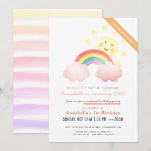 Invitation Sunshine & Rainbow Girl Virtual Birthday Party