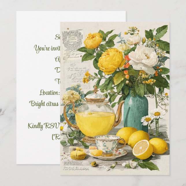 Invitation Sunshine Sips | Zest au citron (Devant / Derrière)