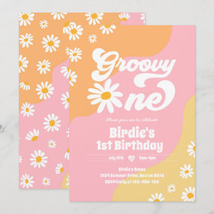 Invitation Super 1 fête d'anniversaire Boho Floral Daisy