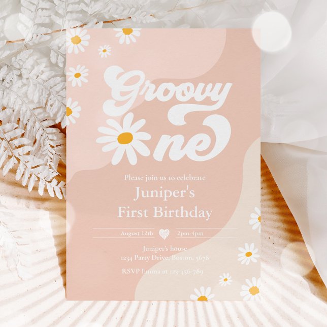 Invitation Super 1 fête d'anniversaire Boho Floral Daisy (Créateur téléchargé)