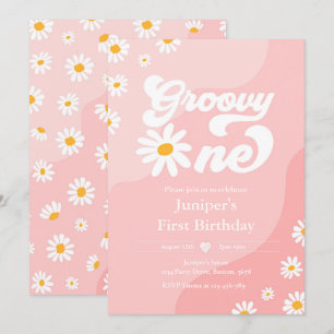 Invitation Super 1 fête d'anniversaire Boho Floral Daisy