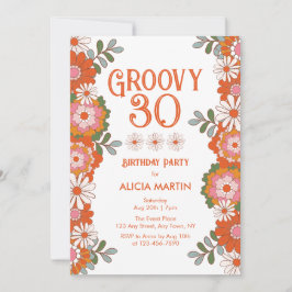 Invitation Super 30 Hippie Classique Flora Leaf Anniversaire