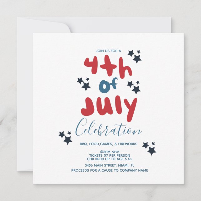 Invitation super 4 juillet Stars BBQ Flyer (Devant)