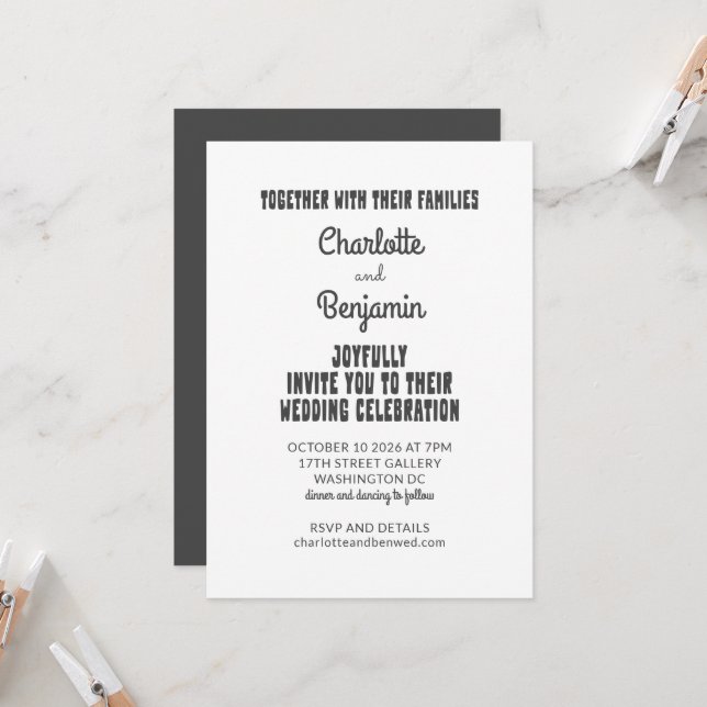 Invitation Super 60s les années 70 Black Retro Typographie Ma (Devant/Arrière en situation)
