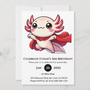 Invitation Super Axolotl Héros Anniversaire