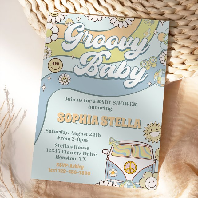 Invitation Super Baby Retro Rainbow Baby shower Party (Créateur téléchargé)