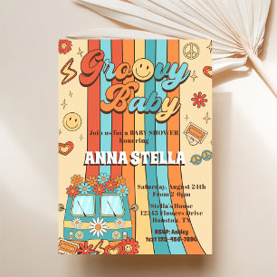 Invitation Super Baby Retro Rainbow Baby shower Party