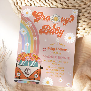 Invitation Super Baby Retro Rainbow Baby shower Party