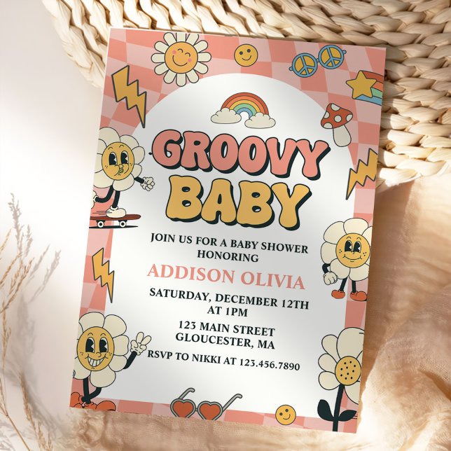 Invitation Super Baby Retro Van Pink Baby shower Party (Créateur téléchargé)