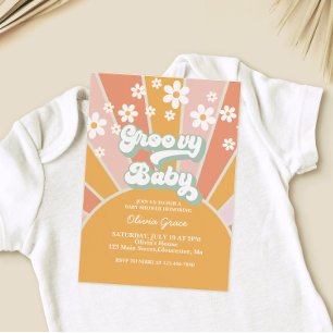 Invitation Super bébé Retro Sunshine Daisy Baby shower
