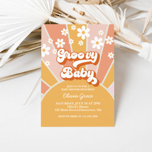Invitation Super bébé Rétro Sunshine Daisy Baby shower Invit