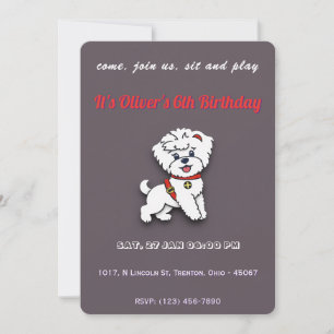 Invitation Super Chien Anniversaire sur couleur chocolat Pers