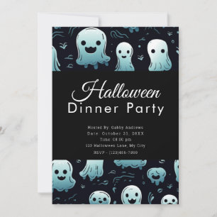 Invitation Super Cute Blue Ghosts Diner d'Halloween