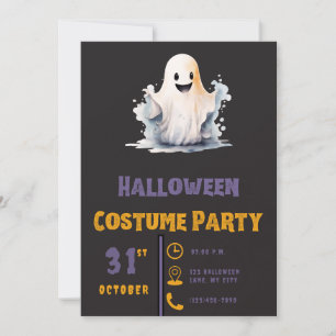 Invitation Super Cute Fantôme Moderne Halloween Noir