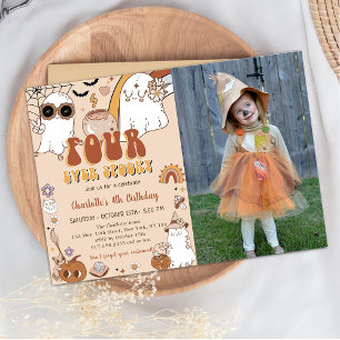Invitation Super Cute Ghost Halloween 4e fête d'anniversaire