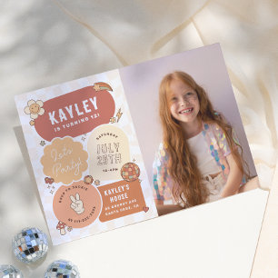 Invitation Super Daisy Boho Faisons la fête Photo Girl Annive