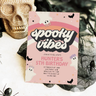 Invitation Super Éffrayant Vibes Fille Halloween Anniversaire