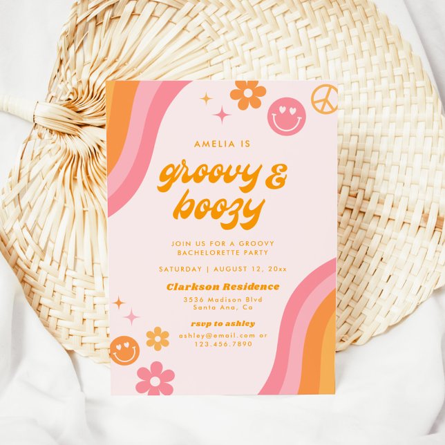 Invitation Super et Bozy Pink & Orange Bachelorette Party (Créateur téléchargé)