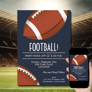 Invitation Super Fan Football Jeu Navy Blue Party