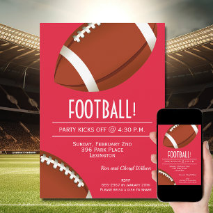 Invitation Super Fan Football Jeu Red Party
