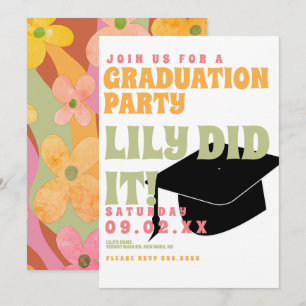 Invitation Super Floral 80s Graduation Vintage rétro