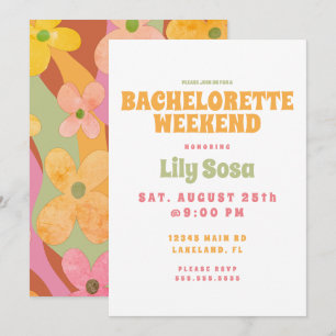 Invitation Super Floral 80s Retro Bachelorette Week-end