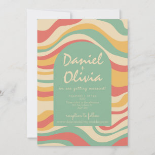 Invitation Super Funky Hippie avec QR Photo Mariage