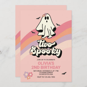 Invitation super Ghost retro Halloween Deux Anniversaire Éffr