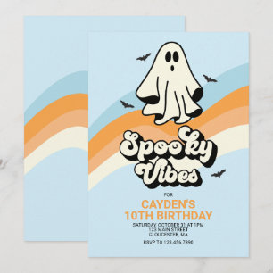 Invitation super Ghost retro Halloween Éffrayant Vibes Bleues