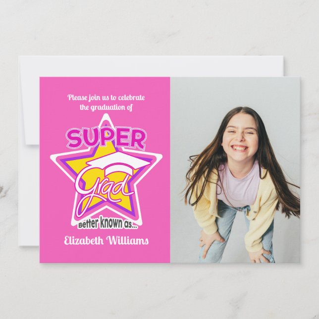 Invitation Super Grad Rose Party-Editable (Devant)