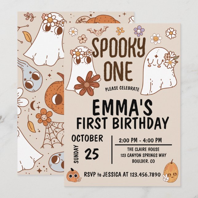 Invitation Super Halloween Éffrayant Un Anniversaire Invitati (Devant / Derrière)