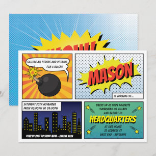 Invitation Super Heroes and Villains Fête d'anniversaire des 