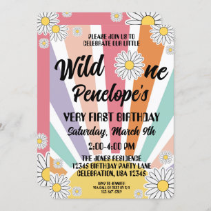 Invitation Super Hippy Sun & Daisy 1er Anniversaire