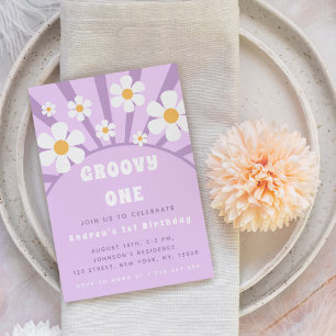 Invitation Super moderne Un soleil rétro Premier anniversaire