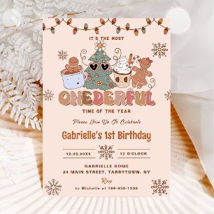 Invitation Super Noël Onederful 2e fête d'anniversaire