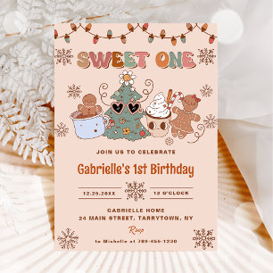 Invitation Super Noël Sweet Un 1er anniversaire fête