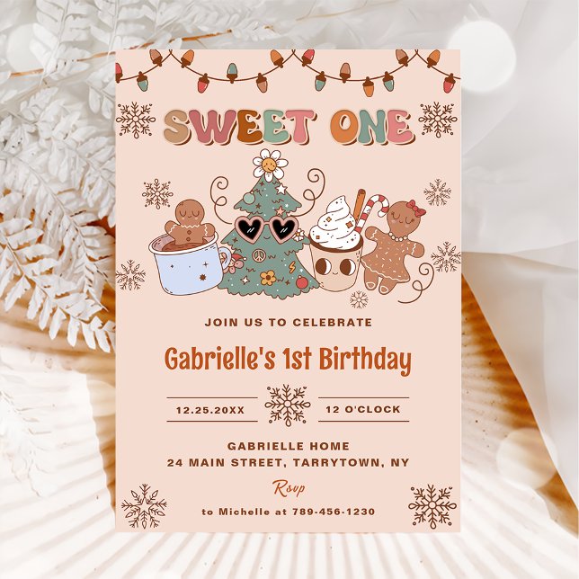 Invitation Super Noël Sweet Un 1er anniversaire fête (Créateur téléchargé)