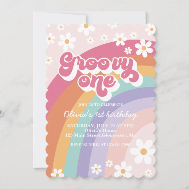 Invitation super One Retro Rainbow 1er anniversair (Devant)