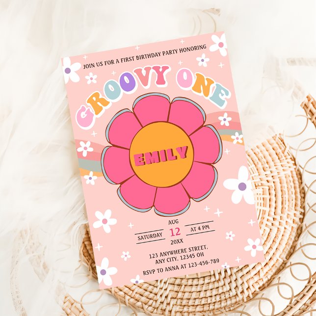 Invitation Super One Retro Rainbow 1er anniversaire (Créateur téléchargé)