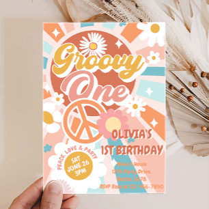 Invitation Super One Retro Sunshine Daisy Boho 1er anniversai