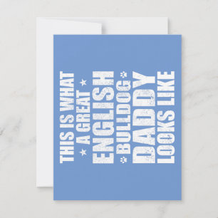 Invitation Super papa chien Bouledogue Anglais propriétaire 