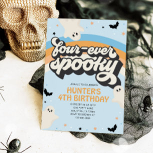 Invitation Super quatre fois Éffrayant garçon 4e anniversaire