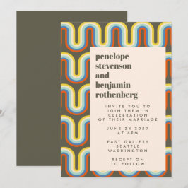 Invitation Super Retro 60s les années 70 ligne Art Olive Gree