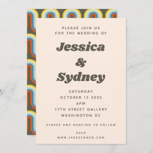 Invitation Super rétro 60s les années 70 Mariage esthétique v