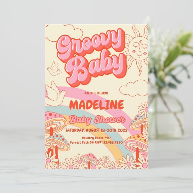 Invitation super Retro Baby shower (Debout devant)