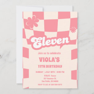 Invitation Super Retro Eleven Rose 11e anniversaire