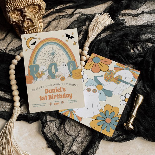 Invitation Super Retro Halloween Ghost Boy's Birthday (Créateur téléchargé)