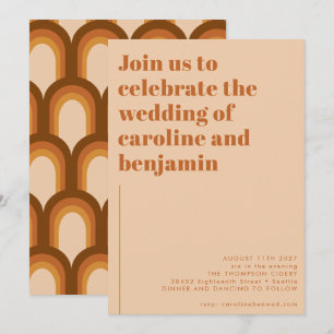Invitation Super Retro les années 70 Design Brown Mariage Ter
